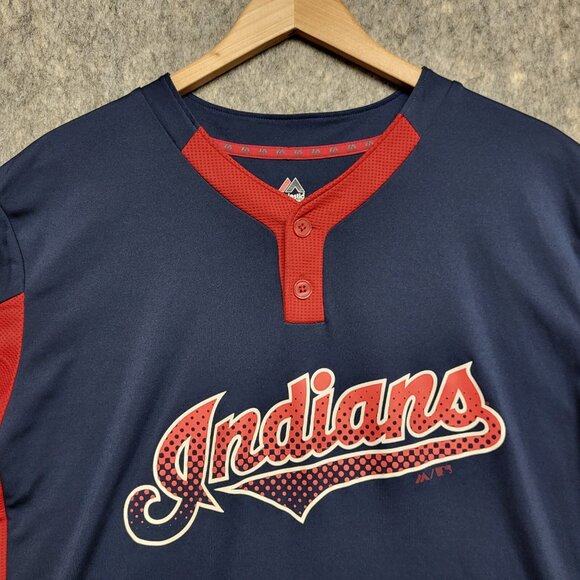 Cleveland Indians #13 Martin Majestic Mens Large Cool Base Henley Jersey - Picture 3 of 11